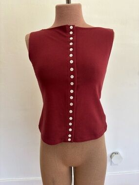 Reformation Burgundy Sleeveless Button-Front Tank